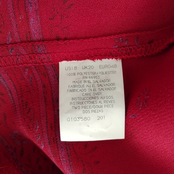 Vintage 1990s Red Floral Double Breasted Lightweight Blazer Jacket 18 - Picture 9 of 11